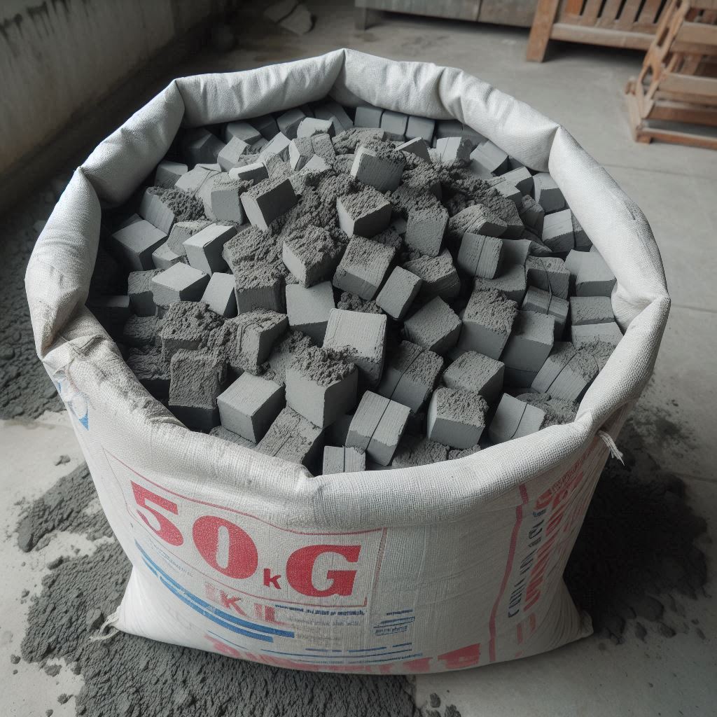 How many cubic meters of cement are there in a 50 kg bag?