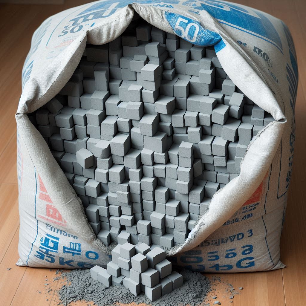 How many cubic meters of cement are there in a 50 kg bag?